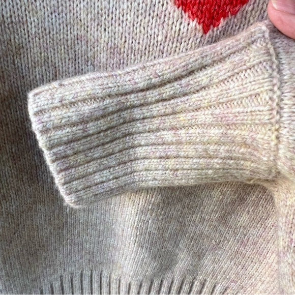 ARITZIA WILFRED CASHMERE WOOL  POESY Heart Pattern Beige Sweater SIZE LARGE NWOT - Picture 10 of 12